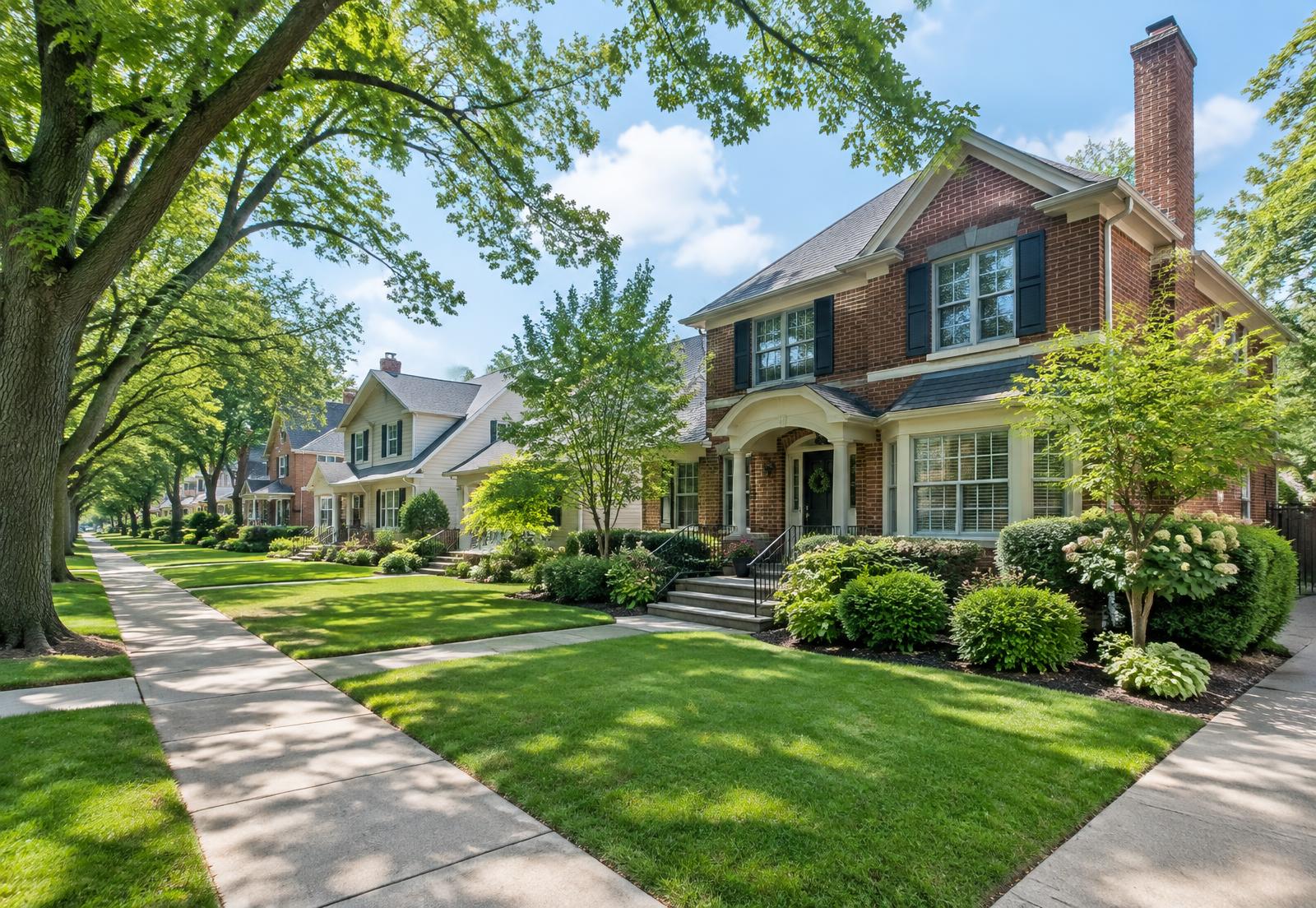 Tree-lined residential street with well-kept homes in Chicago’s Southwest Suburbs